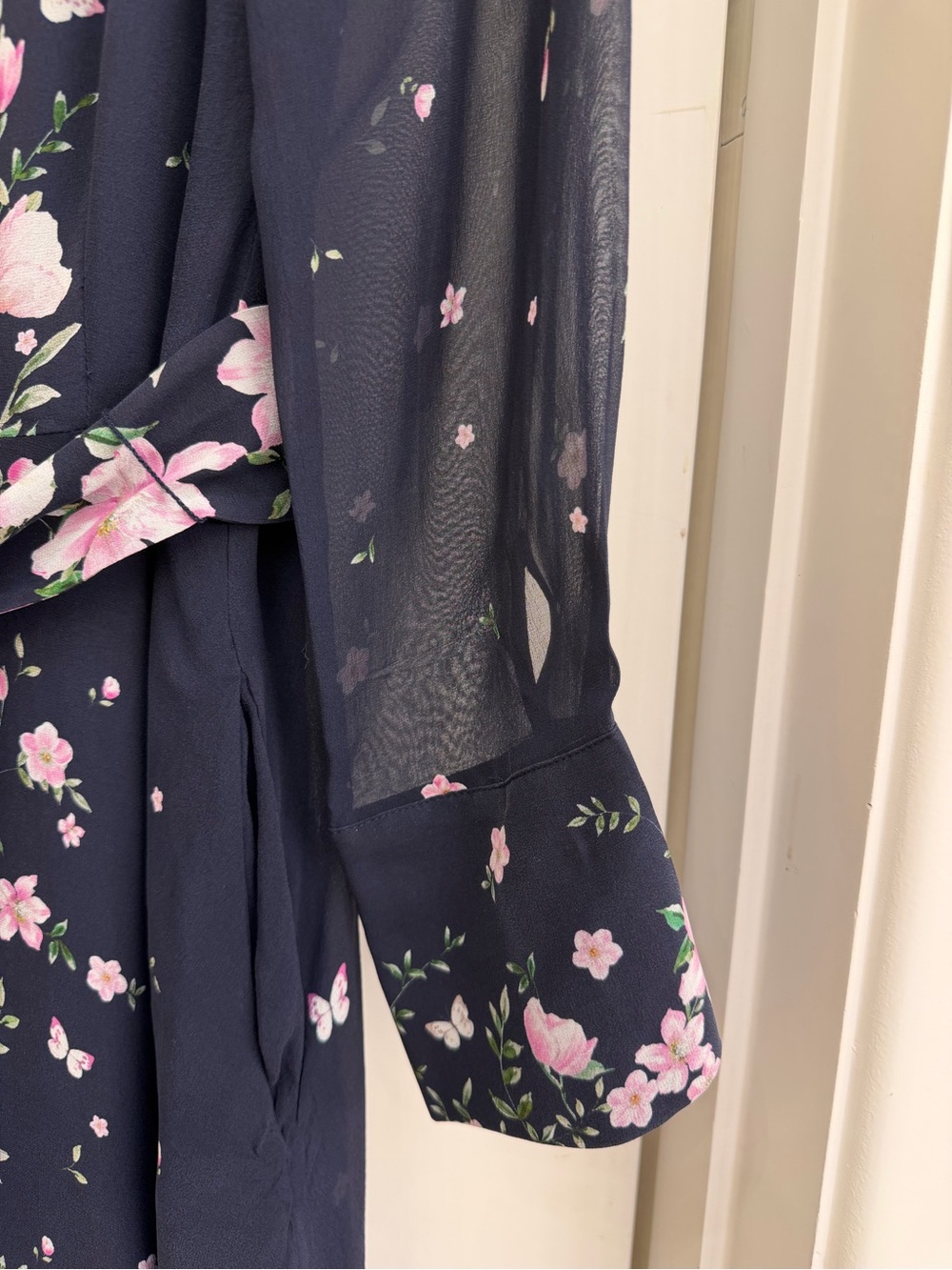 Hobbs London navy floral silk shirtdress - Picture 9 of 9